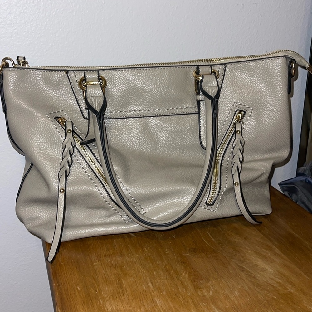 Mellow World Faux Learher Mauve Large Crossbody or Over Shoulder Satchel Purse